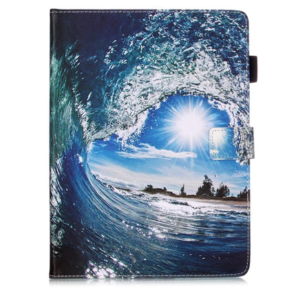 For iPad Pro 11 (2020) Plain Weave Texture Colored Drawing Horizontal Flip Leather Tablet Case, with Sleep / Wake-up Function & Holder & Card Slo & Wallet(Sea Wave Sun)-garmade.com