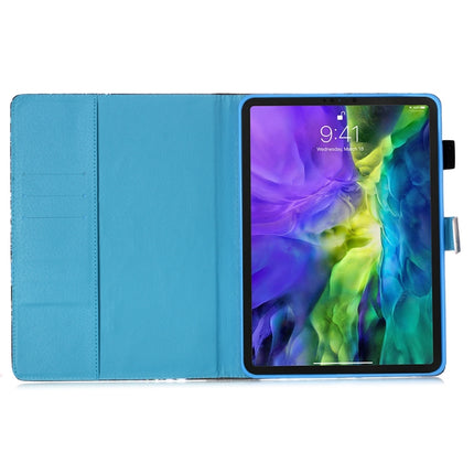 For iPad Pro 11 (2020) Plain Weave Texture Colored Drawing Horizontal Flip Leather Tablet Case, with Sleep / Wake-up Function & Holder & Card Slo & Wallet(Sea Wave Sun)-garmade.com