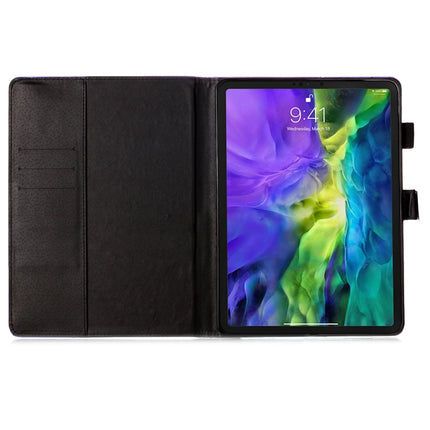 For iPad Pro 11 (2020) Plain Weave Texture Colored Drawing Horizontal Flip Leather Tablet Case, with Sleep / Wake-up Function & Holder & Card Slo & Wallet(Black White Tiger)-garmade.com