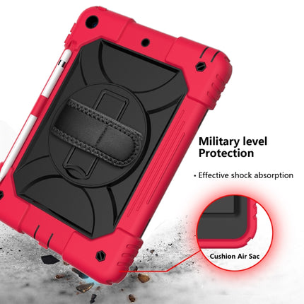 For iPad 10.2 Shockproof PC + Silicone Combination Case with Holder & Hand Strap & Shoulder Strap(Red+Black)-garmade.com