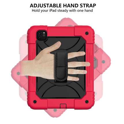 For iPad Pro 11 (2020) Shockproof PC + Silicone Combination Tablet Case with Holder & Hand Strap & Shoulder strap(Red+Black)-garmade.com