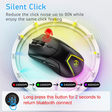 HXSJ T40 7 Keys 4000DPI Three-mode Colorful Backlight Wireless Gaming Mouse Rechargeable(Black)-garmade.com