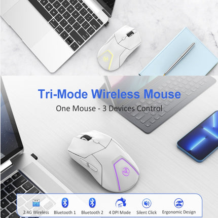 HXSJ T40 7 Keys 4000DPI Three-mode Colorful Backlight Wireless Gaming Mouse Rechargeable(White)-garmade.com