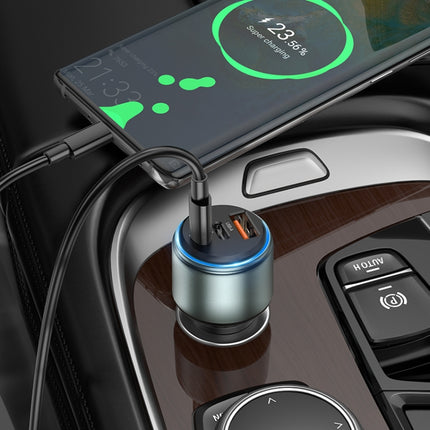 hoco NZ9 Galloper 95W Dual USB-C / Type-C + USB 3-port Car Charger with Type-C to Type-C Cable(Black)-garmade.com