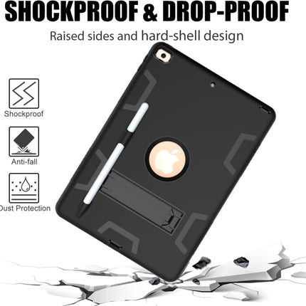 For iPad 10.2 Shockproof PC + Silicone Protective Case with Holder & Pen Slot(Black)-garmade.com