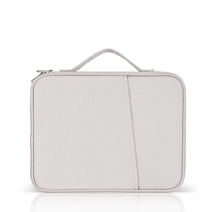 For 9.7-11 inch Laptop Portable Cloth Texture Leather Bag(White)-garmade.com