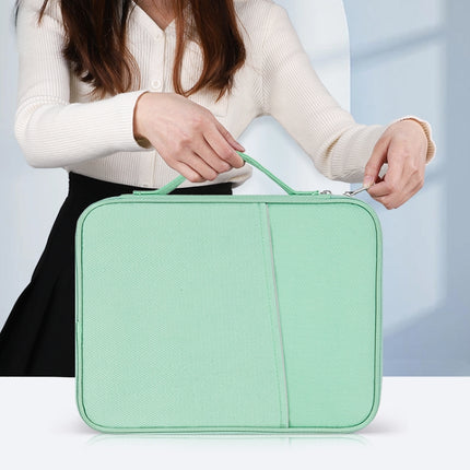 For 9.7-11 inch Laptop Portable Cloth Texture Leather Bag(Green)-garmade.com