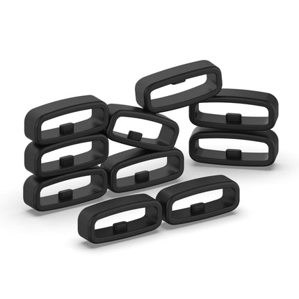 18mm 10pcs Universal Watch Band Fixed Silicone Ring Safety Buckle(Black)-garmade.com