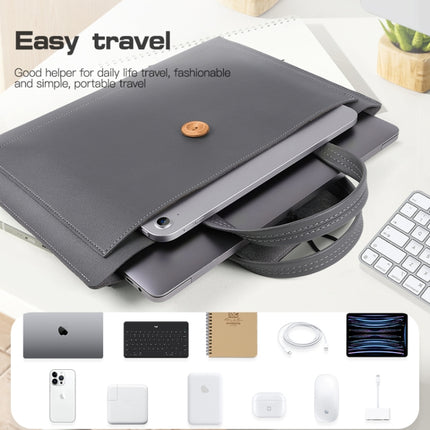 13-14 inch Universal Elastic Thread Button Portable Laptop Inner Bag(Brown)-garmade.com
