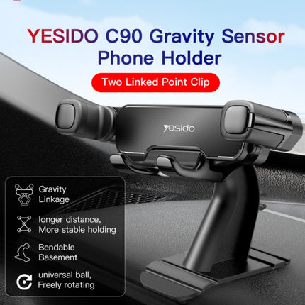 Yesido C90 Car Center Console Paste Magnetic Gravity Mobile Phone Holder(Black)-garmade.com
