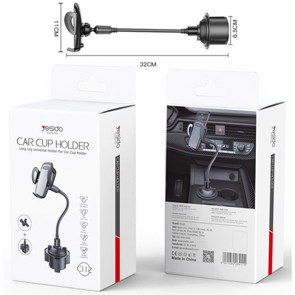 Yesido C112 Universal Car Water Cup Holder Telescopic Hose Phone Holder(Black)-garmade.com