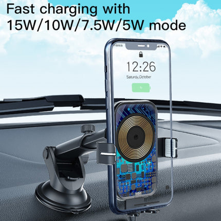 Yesido C118 15W Car Wireless Fast Charger Smart Induction Suction Cup Phone Holder(Black)-garmade.com
