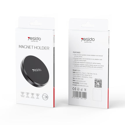 Yesido C38 Car Round Plate Magnetic Phone Holder(Black)-garmade.com