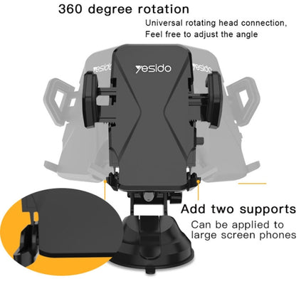 Yesido C40 Car Foldable 360 Degree Rotation Automatic Clip Phone Holder(Black)-garmade.com