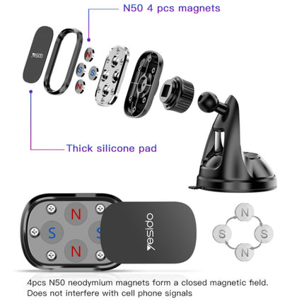 Yesido C72 Car Strong Magnetic Phone Holder(Black)-garmade.com