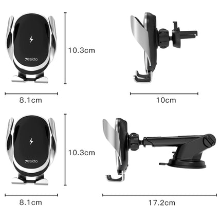 Yesido C78 Car Automatic Clamping 15W Qi Wireless Charger Phone Holder(Black)-garmade.com