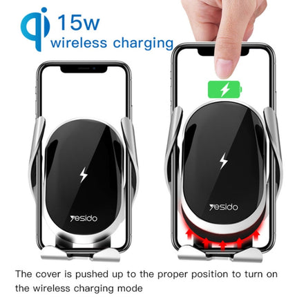 Yesido C78 Car Automatic Clamping 15W Qi Wireless Charger Phone Holder(Black)-garmade.com