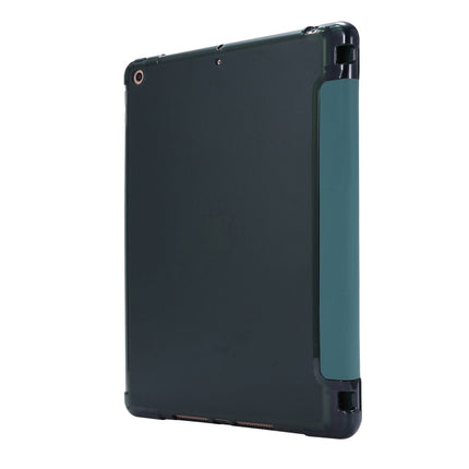 For iPad 10.2 2021 / 2020 / 2019 Airbag Deformation Horizontal Flip Leather Case with Holder & Pen Holder(Dark Green)-garmade.com