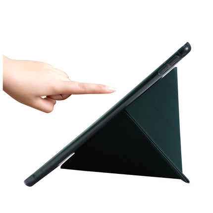 For iPad 10.2 2021 / 2020 / 2019 Airbag Deformation Horizontal Flip Leather Case with Holder & Pen Holder(Dark Green)-garmade.com