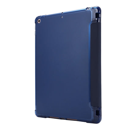 For iPad 10.2 2021 / 2020 / 2019 Airbag Deformation Horizontal Flip Leather Case with Holder & Pen Holder(Dark Blue)-garmade.com