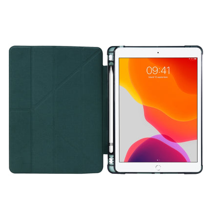 For iPad 10.2 2021 / 2020 / 2019 Airbag Deformation Horizontal Flip Leather Case with Holder & Pen Holder(Dark Blue)-garmade.com