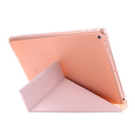 For iPad 10.2 2021 / 2020 / 2019 Airbag Deformation Horizontal Flip Leather Case with Holder & Pen Holder(Pink)-garmade.com