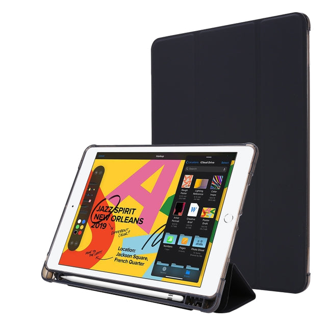 For iPad 10.2 2021 / 2020 / 2019 Airbag Horizontal Flip Leather Case with Three-fold Holder & Pen Holder(Black)-garmade.com