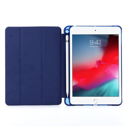 For iPad Mini 4 Airbag Horizontal Flip Leather Case with Three-fold Holder (Dark Blue)-garmade.com