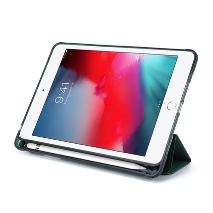 For iPad Mini 4 Airbag Horizontal Flip Leather Case with Three-fold Holder (Dark Green)-garmade.com