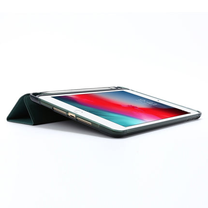 For iPad Mini (2019) Airbag Horizontal Flip Leather Case with Three-fold Holder & Pen Holder(Dark Green)-garmade.com