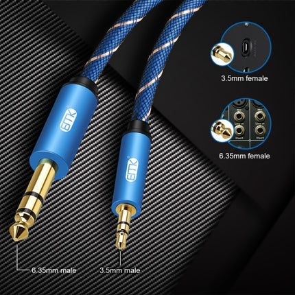 EMK 3.5mm Jack Male to 6.35mm Jack Male Gold Plated Connector Nylon Braid AUX Cable for Computer / X-BOX / PS3 / CD / DVD, Cable Length:1m(Dark Blue)-garmade.com