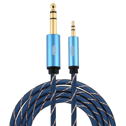 EMK 3.5mm Jack Male to 6.35mm Jack Male Gold Plated Connector Nylon Braid AUX Cable for Computer / X-BOX / PS3 / CD / DVD, Cable Length:2m(Dark Blue)-garmade.com