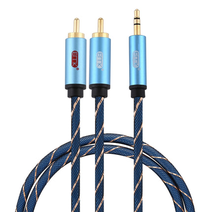 EMK 3.5mm Jack Male to 2 x RCA Male Gold Plated Connector Speaker Audio Cable, Cable Length:1m(Dark Blue)-garmade.com