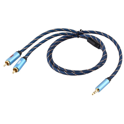 EMK 3.5mm Jack Male to 2 x RCA Male Gold Plated Connector Speaker Audio Cable, Cable Length:1.5m(Dark Blue)-garmade.com