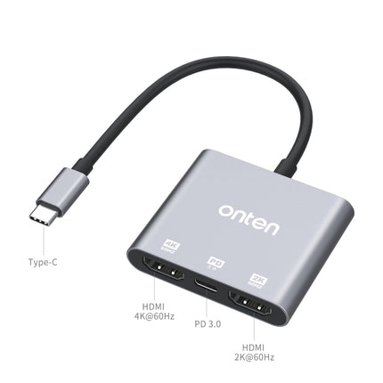 Onten 9175S 3 in 1 USB-C / Type-C to HDMI Adapter(Grey)-garmade.com