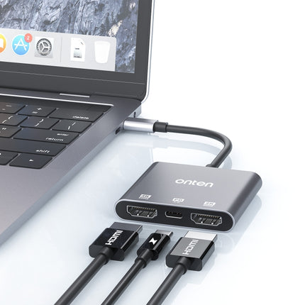 Onten 9175S 3 in 1 USB-C / Type-C to HDMI Adapter(Grey)-garmade.com