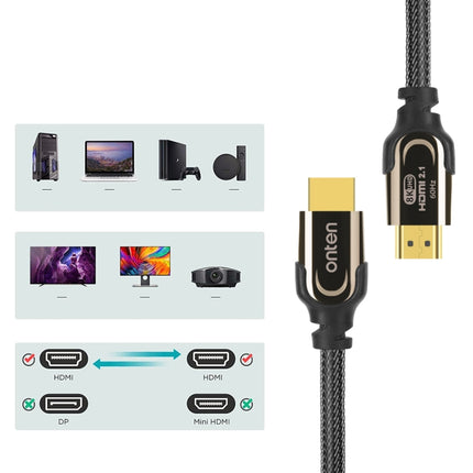 Onten HD180 HDMI 2.1 Version 8K HD Audio Cable, Length:2m(Black)-garmade.com
