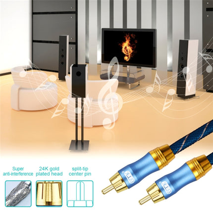 EMK 2 x RCA Male to 2 x RCA Male Gold Plated Connector Nylon Braid Coaxial Audio Cable for TV / Amplifier / Home Theater / DVD, Cable Length:1.5m(Dark Blue)-garmade.com