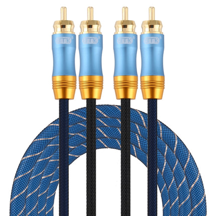 EMK 2 x RCA Male to 2 x RCA Male Gold Plated Connector Nylon Braid Coaxial Audio Cable for TV / Amplifier / Home Theater / DVD, Cable Length:2m(Dark Blue)-garmade.com