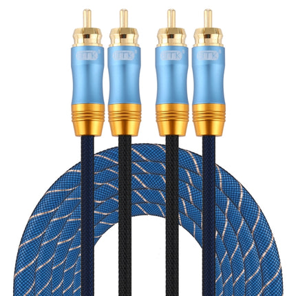 EMK 2 x RCA Male to 2 x RCA Male Gold Plated Connector Nylon Braid Coaxial Audio Cable for TV / Amplifier / Home Theater / DVD, Cable Length:3m(Dark Blue)-garmade.com