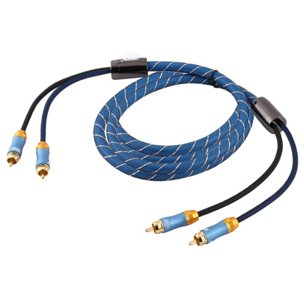 EMK 2 x RCA Male to 2 x RCA Male Gold Plated Connector Nylon Braid Coaxial Audio Cable for TV / Amplifier / Home Theater / DVD, Cable Length:3m(Dark Blue)-garmade.com