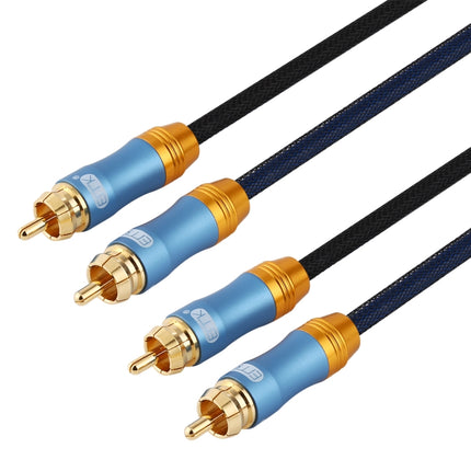 EMK 2 x RCA Male to 2 x RCA Male Gold Plated Connector Nylon Braid Coaxial Audio Cable for TV / Amplifier / Home Theater / DVD, Cable Length:5m(Dark Blue)-garmade.com