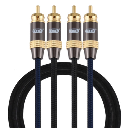 EMK 2 x RCA Male to 2 x RCA Male Gold Plated Connector Nylon Braid Coaxial Audio Cable for TV / Amplifier / Home Theater / DVD, Cable Length:1m(Black)-garmade.com