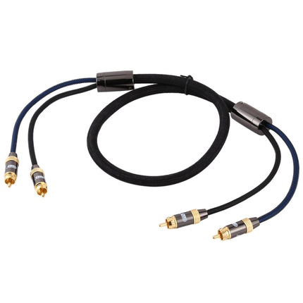 EMK 2 x RCA Male to 2 x RCA Male Gold Plated Connector Nylon Braid Coaxial Audio Cable for TV / Amplifier / Home Theater / DVD, Cable Length:1m(Black)-garmade.com