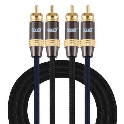 EMK 2 x RCA Male to 2 x RCA Male Gold Plated Connector Nylon Braid Coaxial Audio Cable for TV / Amplifier / Home Theater / DVD, Cable Length:1.5m(Black)-garmade.com