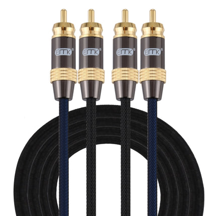 EMK 2 x RCA Male to 2 x RCA Male Gold Plated Connector Nylon Braid Coaxial Audio Cable for TV / Amplifier / Home Theater / DVD, Cable Length:2m(Black)-garmade.com