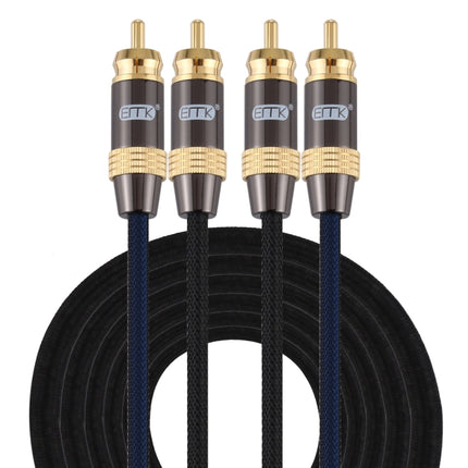 EMK 2 x RCA Male to 2 x RCA Male Gold Plated Connector Nylon Braid Coaxial Audio Cable for TV / Amplifier / Home Theater / DVD, Cable Length:5m(Black)-garmade.com