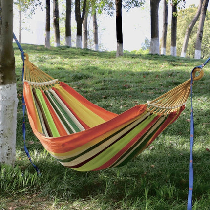 Outdoor Double Thickened Canvas Hammock Indoor Swing with Detachable Curved Rod, Size:200x100cm(Candy Color)-garmade.com