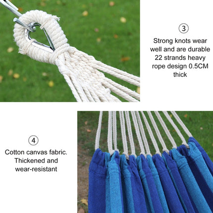 Outdoor Double Thickened Canvas Hammock Indoor Swing with Detachable Curved Rod, Size:200x100cm(Dark Blue)-garmade.com