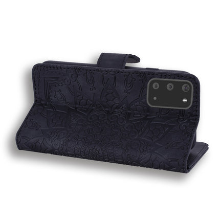 Embossed Sunflower Pattern Horizontal Flip PU Leather Case with Holder & Card Slots & Wallet & Lanyard(Black)-garmade.com